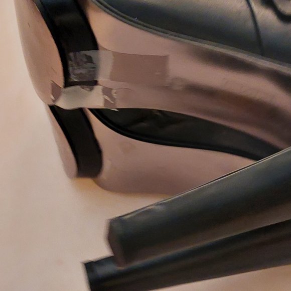 BCBGMAXAZARIA Nitza Black Leather Platform High Heel Boots Retail $495 - Picture 12 of 15